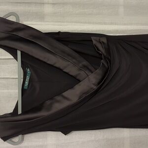 Lauren by Ralph Lauren, Dress, black with satin neck/shoulder detailing